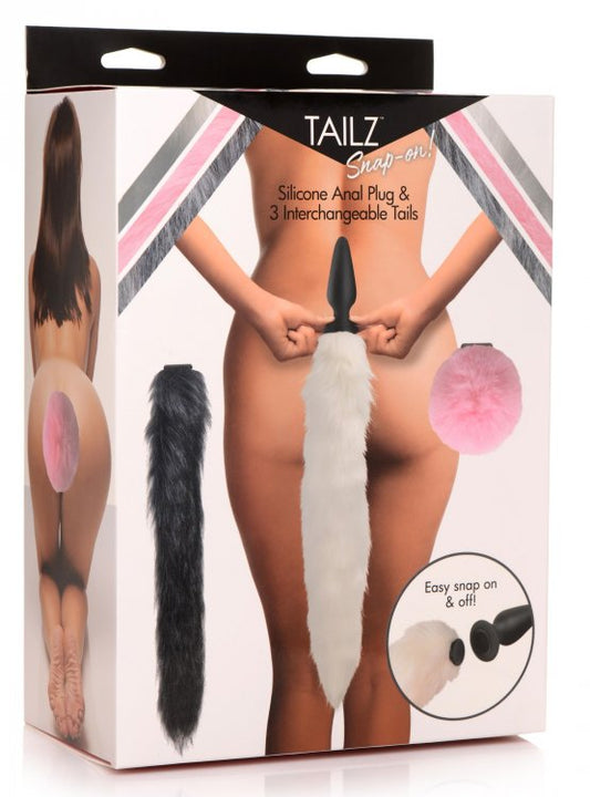 Tailz Snap On Silicone Anal Plug & 3 Interchangeable Tails