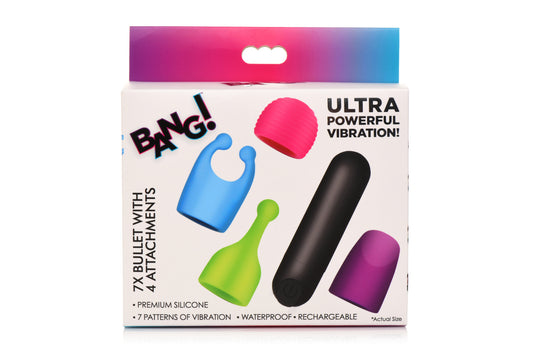 Bang! Rechargeable Bullet W/ 4 Attachments